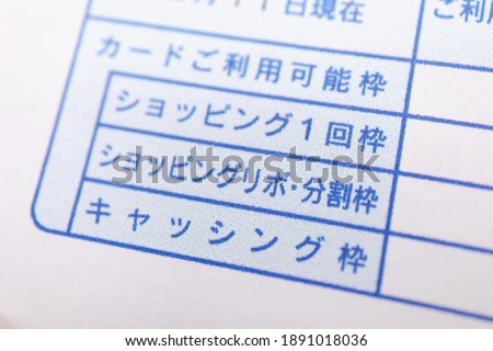 Documents in Japanese. Translation: As of 11th, usage, card usage amount, one-time shopping amount, shopping revolving, splitting amount, cashing amount.