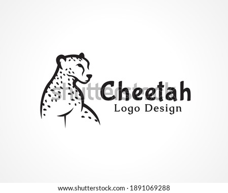 cheetah, tiger, wild cat keep watch drawing art logo, symbol design inspiration 