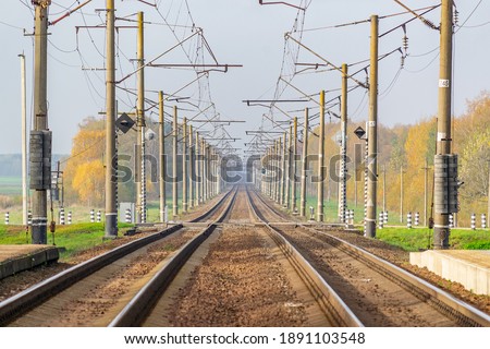 Beautiful picture of autumn and railway tracks
