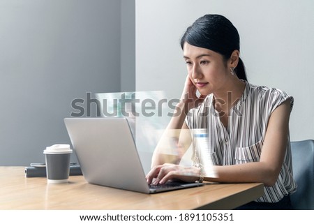 Japanese woman working from home in new normal life