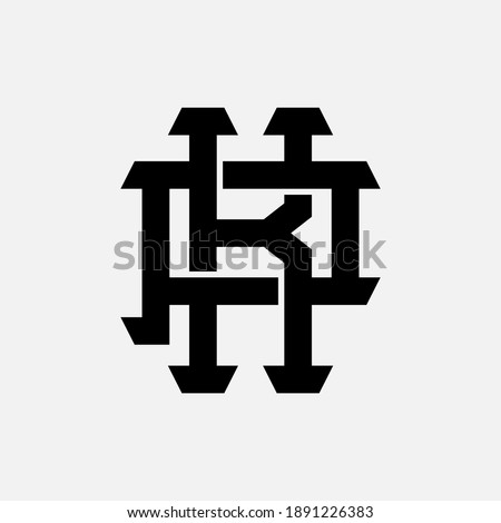 Initial letter K, P, KP or PK overlapping, interlock, monogram logo, black color on white background