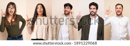 Set of people intending to realizes the solution while lifting a finger up