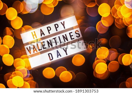 Happy Valentine's day light box on bokeh lights background, Valentines day greeting card