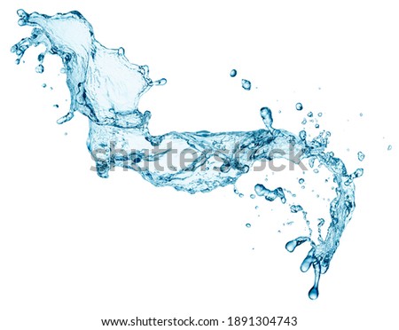 blue water splash isolated on white background Royalty-Free Stock Photo #1891304743