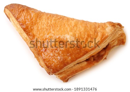 Puff pastry triangle filled with with jam on white background Royalty-Free Stock Photo #1891331476
