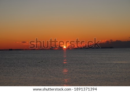 Beautiful sunrise seen from the coast of Japan