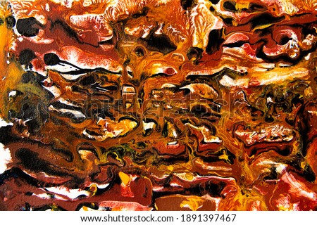 Abstract art by oil painting on canvas show thick texture and palette knife brush strokes. Colorful and multi color mixed for Modern, Contemporary art design, decoration wallpaper.orange background.