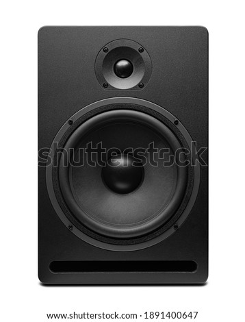 Black speaker isolated on a white background. Royalty-Free Stock Photo #1891400647