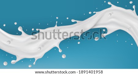 Milk Or Yogurt Splash Flow Isolated On Blue Background. EPS10 Vector Royalty-Free Stock Photo #1891401958