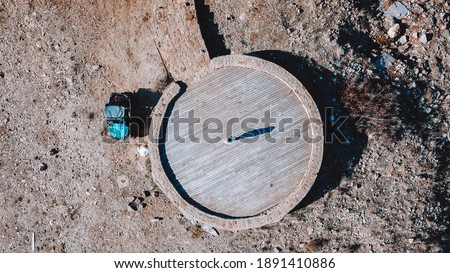 Drone Footage UTV and Man standing on circle
