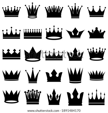 Crown set icon, logo isolated on white background