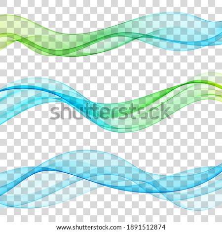
Blue, green and orange color wavy design elements Abstract flow of wavy lines Wave background