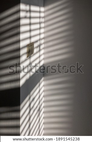 Shadow floor. Abstract light, black shadow overlay from window on white texture wall. Sunlight architecture background. Overlay effect for photo and design