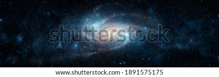 A view from space to a spiral galaxy and stars. Universe filled with stars, nebula and galaxy,. Elements of this image furnished by NASA. Royalty-Free Stock Photo #1891575175