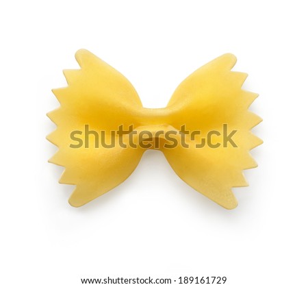 single bow tie pasta isolated on white background, with clipping path Royalty-Free Stock Photo #189161729