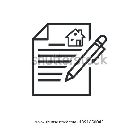 Real estate contract sign icon. Use for commercial, print media, web or any type of design projects.