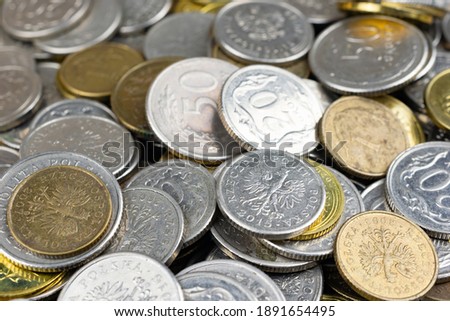 Polish coin macro photo. textura or background