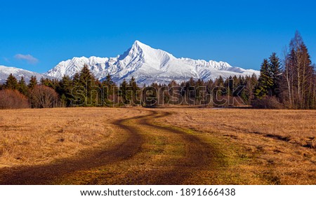Famous Krivan peak (2494m) winter view - symbol of Slovakia in High Tatras mountains, Slovakia
