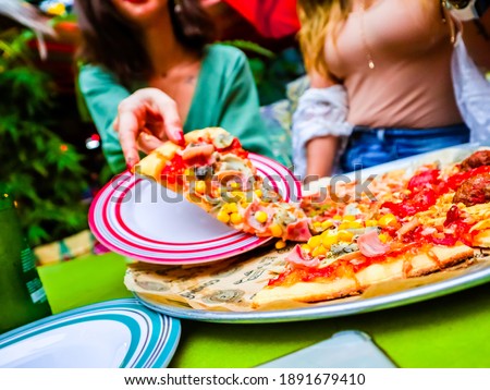 pizza meal in red plate