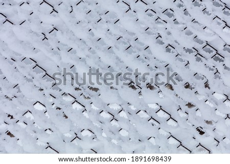 Snow Covered Chain Fence Park Winter