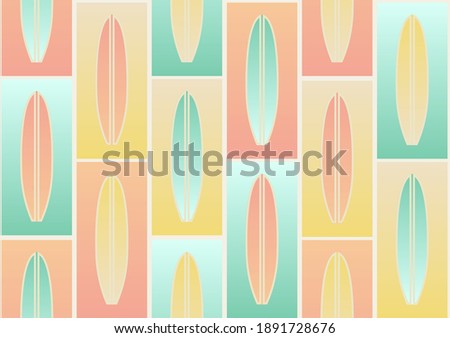 pattern design with surfboards, trendy colorful and cute gradients for summer.