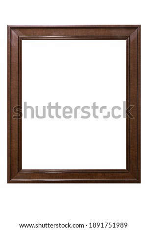 brown wood texture picture frame isolated on white with clipping path