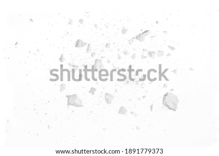 Rock stone broken splash explosion isolated on white background texture object design Royalty-Free Stock Photo #1891779373