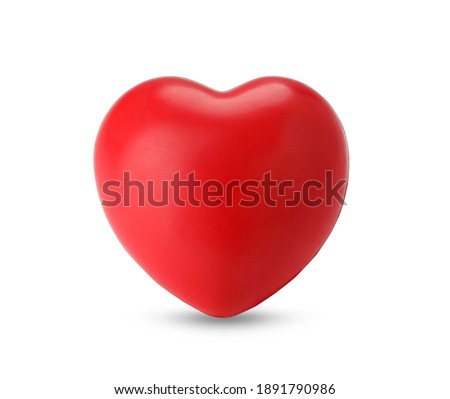 Close up single red hart isolated on white background with clipping path