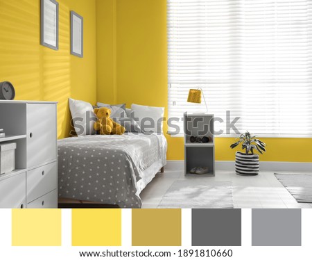 Color of the year 2021. Modern child room interior with stylish furniture Royalty-Free Stock Photo #1891810660