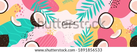 Vector frame with doodle coconut and abstract elements. Hand drawn illustrations. Royalty-Free Stock Photo #1891856533