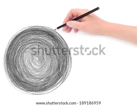 hand and circle pencil scribbles background texture