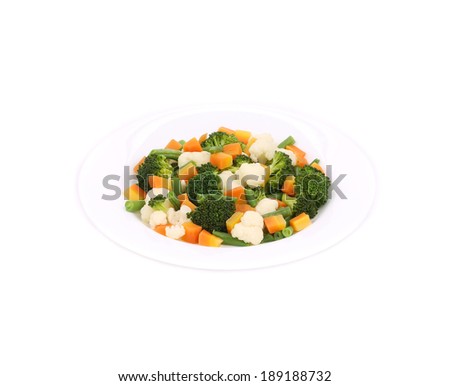 Cauliflower salad. Isolated on a white background.