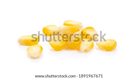 yellow corn seeds grains on white background Royalty-Free Stock Photo #1891967671