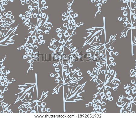 Hand drawn artemisia. Hand drawn ink illustration. Modern ornamental decorative background. Vector pattern. Print for textile, cloth, wallpaper, scrapbooking