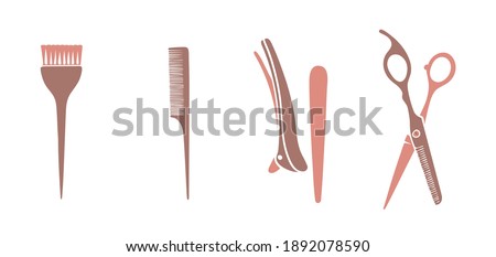 Set of hairdresser tools on white. Vector illustration.