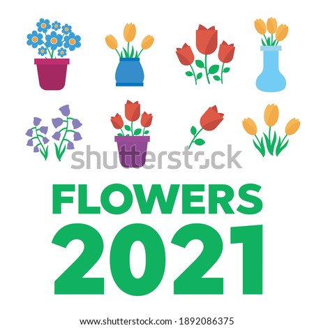 Spring flowers. Cute vector spring flowers icons. Simple flowers vector