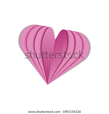 isolated paper heart on white background. vector pink origami heart 