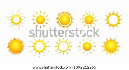 Suns icons collection. Vector set illustration