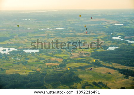 Landscape aerial view from hot air balloon
