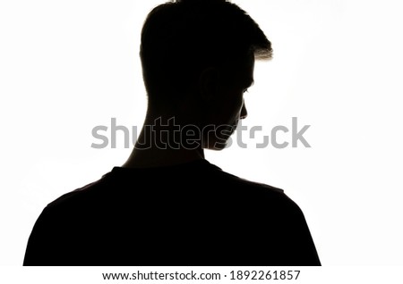 Upper body man silhouette. White background.