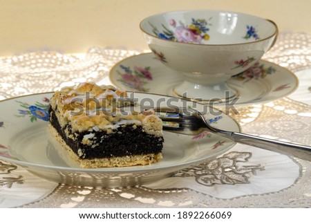 Silesian poppy seed cake with yeast dough. An old recipe from my grandma. Royalty-Free Stock Photo #1892266069