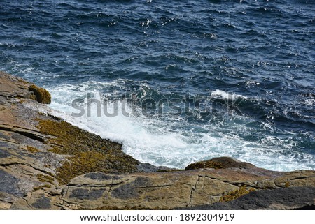 Water, sun, waves, rocks, create a peaceful seascape picture