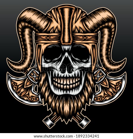 Bearded viking skull. Premium vector