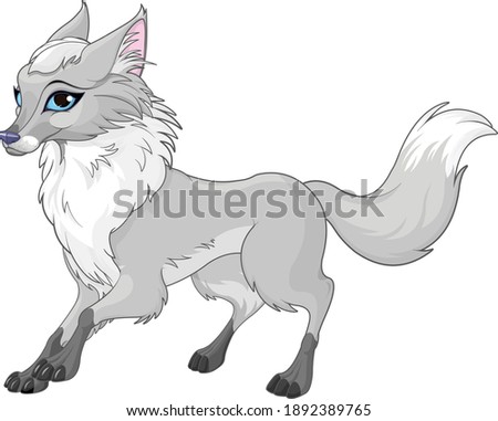 Illustration of very cute grey fox