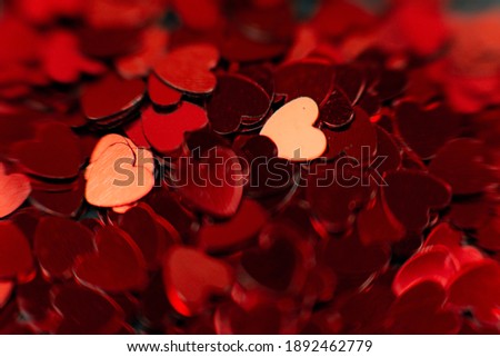 Scattering of small red hearts, beautiful background of hearts for valentines day 14 februar