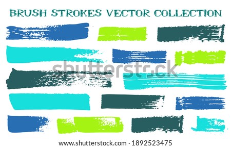 Grunge brush strokes vector collection. Hand drawn isolated graphic design elements. Paint brush strokes graffiti lines. Rough paintbrush stripes. Isolated frame design elements.
