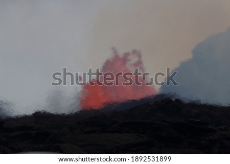 Aerial view of the eruption of the volcano Kilauea on Hawaii, in the picture Fissure7 you can see the enormous heat in the air.