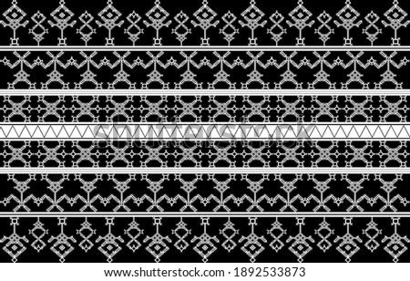 Vector Embroidery style Geometric ethnic oriental seamless pattern traditional Design for background,carpet,wallpaper,clothing,wrapping,Batik,fabric, EP.5.Can be used on clothing, utensils, textiles