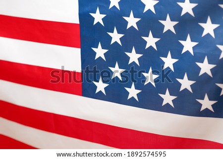 American flag as a background. Blurred background. 