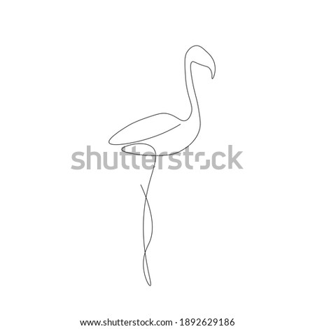 Valentines day background with flamingo bird and heart love, vector illustration